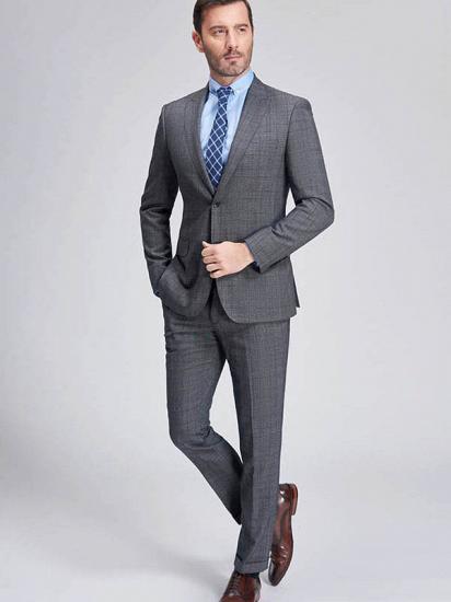 Advanced Grey Plaid Mens Suits for Business | Peak Lapel Modern Suits for Men Sale_3