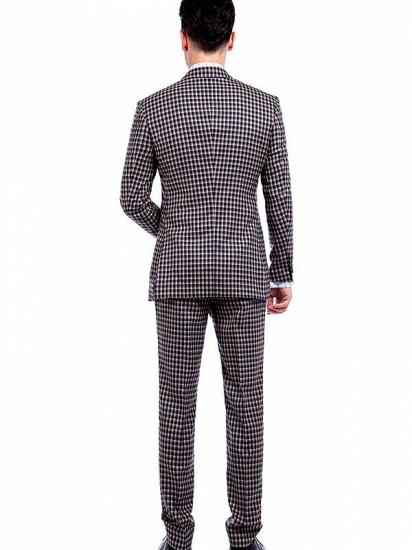 Peak Lapel Check Pattern Mens Premium Suits Sale Online_3