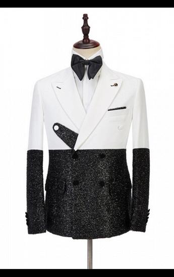 Kenneth White and Sparkle Double Breasted Fashion Slim Fit Prom Men Suits Online_1