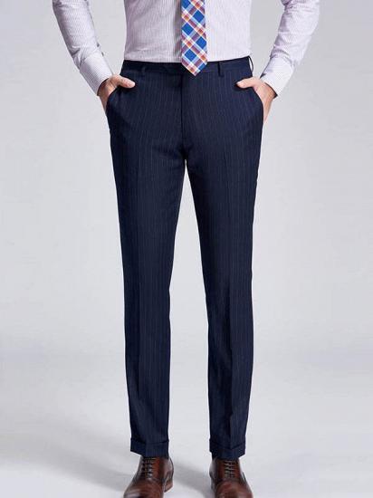 Light Grey Pinstripe Stylish Dark Navy Men's Suit Pants for Formal