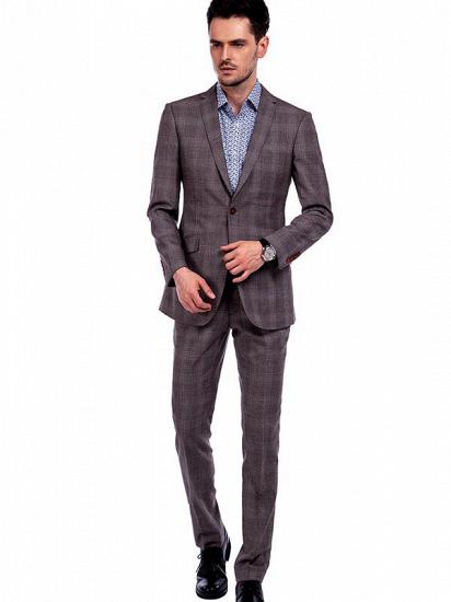Stylish Grey Check Pattern Mens Suits | Flap Pocket Notch Lapel Suits for Formal