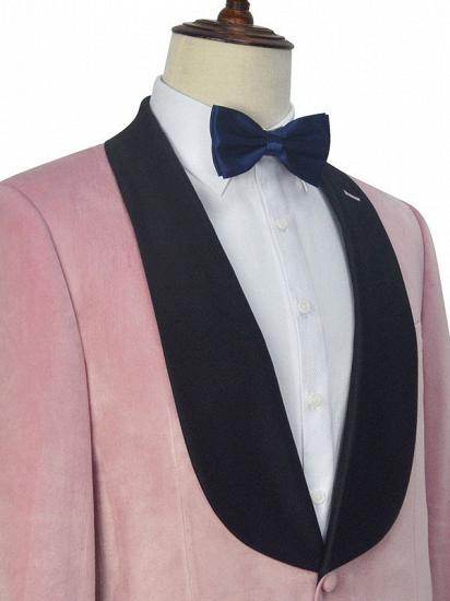 Stylish Pink Wedding Tuxedos | Black Silk Shawl Lapel Prom Suits for Men_4