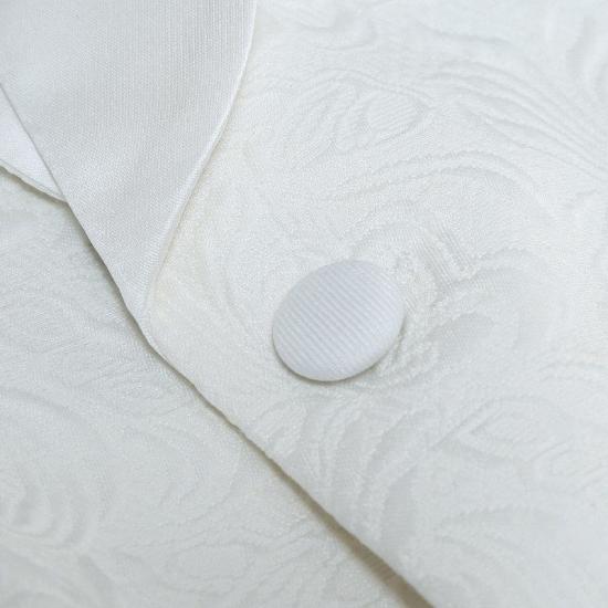 White Jacquard Wedding Men Suits | Elegant Two Piece Shawl Lapel Groom Suits_3