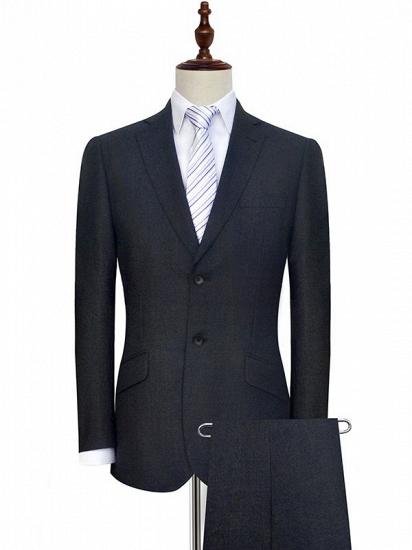 Gentle Black Tweed Notch Lapel Two Buttons Mens Suits for Formal_1