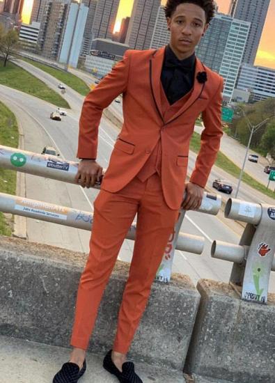 Issac Orange Three-Piece Slim Fit Prom Party Men Suits_1