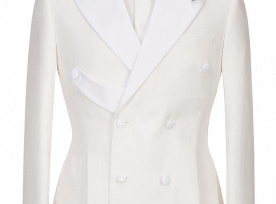 Alejandro Chic White Two Pieces Peaked Lapel Double Breasted Wedding Suits_1