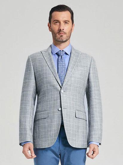 Casual Peak Lapel Suit Jacket Light Grey New Blazer for Men_1