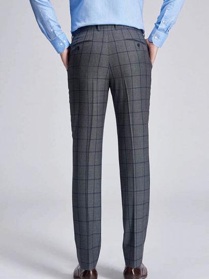 Big Plaid Fashionable Grey Mens Pants for Suit_3
