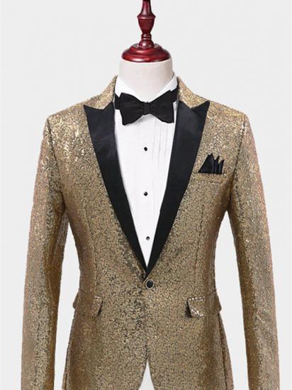 Sparkly Gold Sequin Tuxedo Blazer | Men Suits for Prom_1