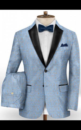 Sky Blue Fashionable Men Suits Online | New Arrival Printed Prom Suits_2