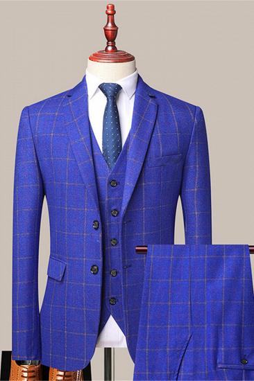 Reece Royal Blue Stylish Plaid Slim Fit Formal Men Suits_1