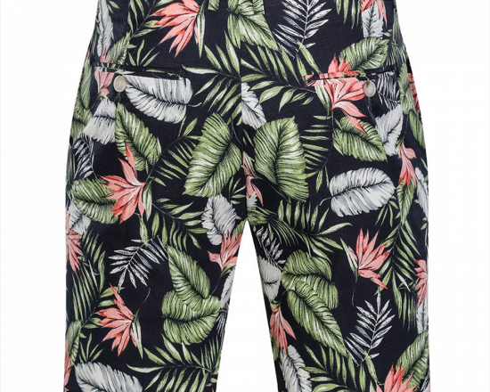 tylish Hawaiian Leaf Printed Summer Men's Suit | 2 Piece Casual Short Cotton Suits for Beach_3