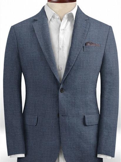 Navy Blue Spring Summer Linen Tuxedo | Slim Fit 2 Pieces Wedding Men Suits_1