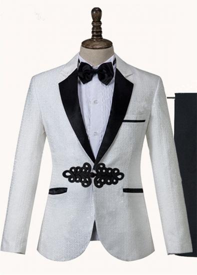 Devin White Jacquard Knitted Button Fashion Wedding Suit_1