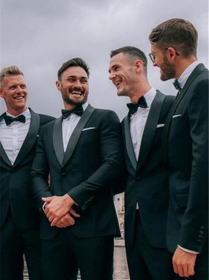 Xavier Dark Green Shawl Lapel One Button Slim Fit Wedding Groomsmen Suits Online_1