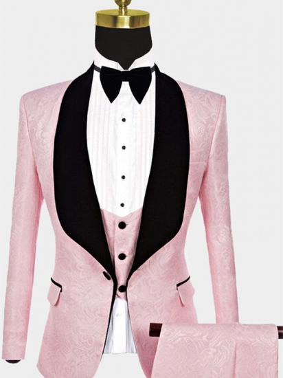 Unique Pink Jacquard Tuxedo Online | Prom Suits for Guys_1
