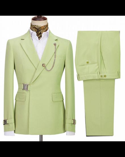 Mark Modern Olive Green Special Button Notched Lapel Business Men Suits_2