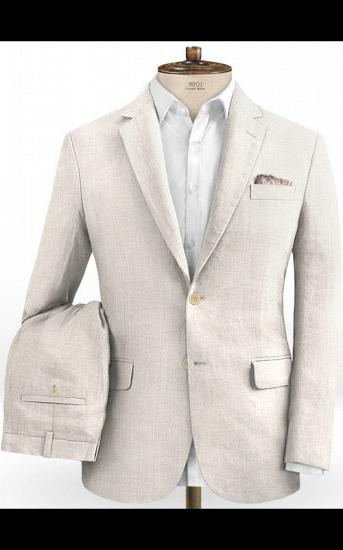 Hot Men Slim Fit Linen Groom Suits | Business Suits Solid Color Slim Tuxedo_2