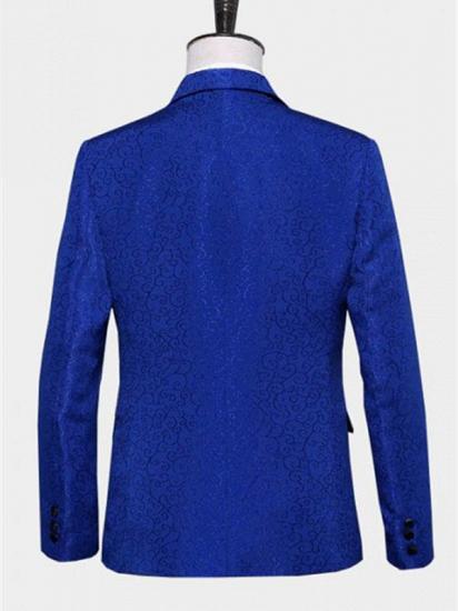 Royal Blue Jacquard Tuxedo Jacket | Stylish Slim Fit Blazer for Men_2
