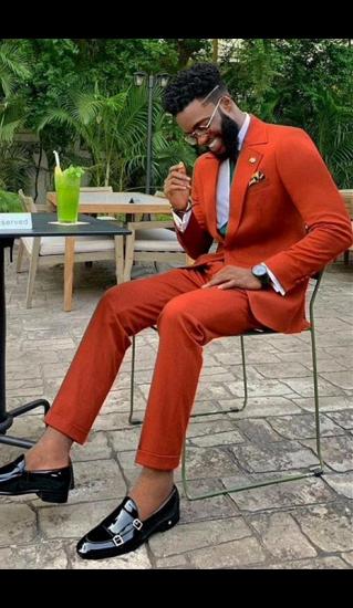 Kameron New Arrival Orange Notched Lapel Best Fit Prom Men Suits_2