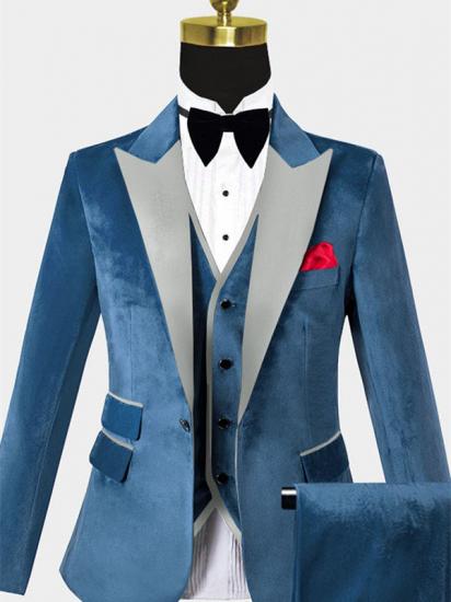 Cerulean Blue Velvet Tuxedo | Three Pieces Mens Skinny Fit Suits