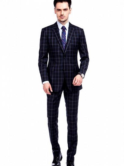 Jayson Stylish Grey Plaid Black Suits for Men_1