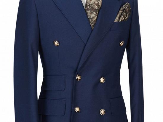Morris Dark Navy Peak Lapel Double Breasted Formal Men's Suit for Prom_3