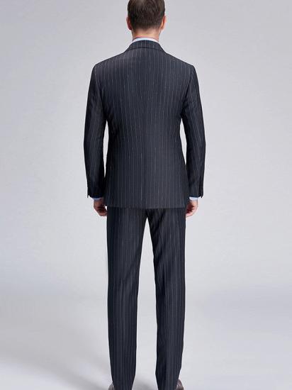 Nehemiah Double Breasted Mens Suits | Stripes Dark Grey Suits for Men_4