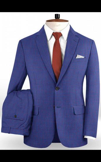 Royal Blue Tuxedo Online | Modern Checker Notch Lapel Men Suits_2