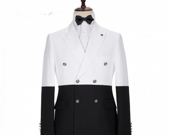 Jorge Simple White and Black Double Breasted Men Suits Online_5