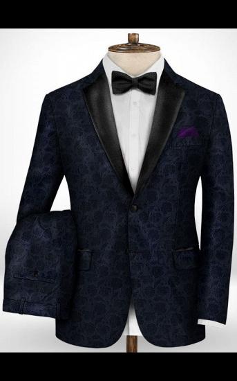 Black Jacquard Prom Men Suits | Fashion Slim Fit Tuxedo with Two Pieces_2