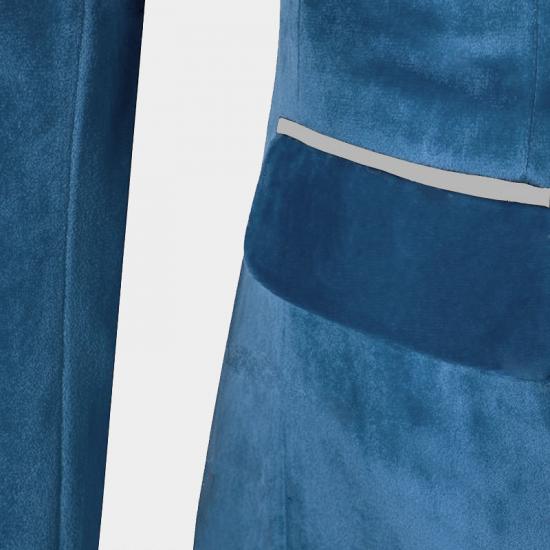 Cerulean Blue Velvet Tuxedo | Three Pieces Mens Skinny Fit Suits_4