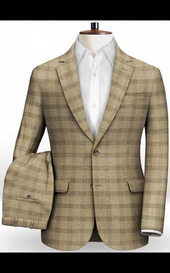 Fashion Plaid Two Pieces Men Suits | Slim Fit Business Tuxedo_2