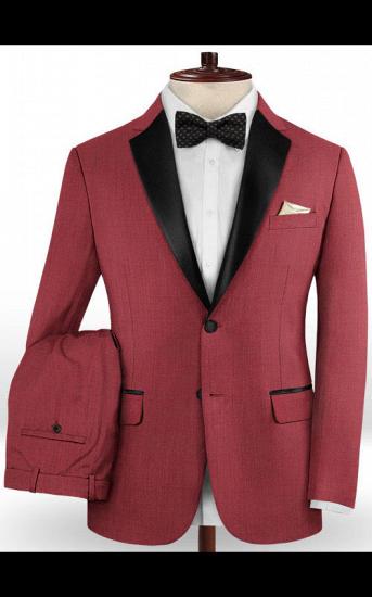 Slim Fit Red Two Pieces Tuxedos | Evening Party Prom Casual Two Pieces Men Suits_2