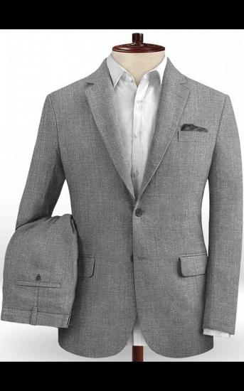 Gray Two Pieces Beach Groom Suits | Linen Fit Wedding Business Tuxedo_2