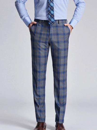 Premium Blue Plaid Grey Mens Suits | Notch Lapel Two Button Suits for Men_5