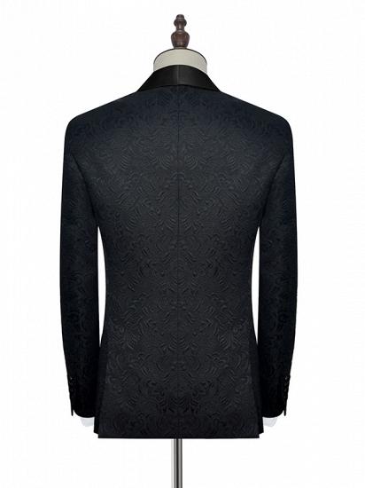 Classic Black Jacquard Wedding Tuxedo for Men | Shawl Lapel Silk One Button Wedding Suits_2