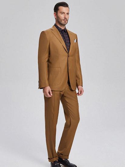 Silas Stylish Patch Pocket Gold Brown Mens Suits for Formal_2