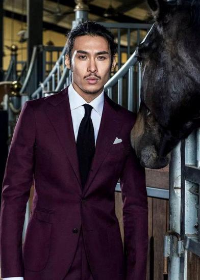 Burgundy Two Buttons Business Suits | Wine Red Mens Suits for Prom_1