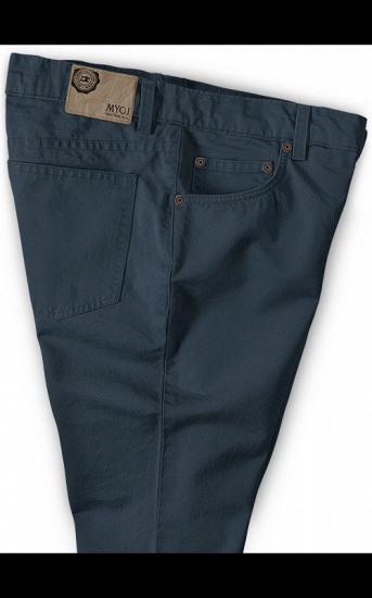 Latest Design Dark Blue Zipper Fly Casual Pants Mens Designer Trousers_3