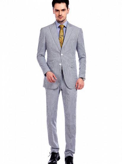 Modern Grey Stripes Seersucker Leisure Suits for Casual