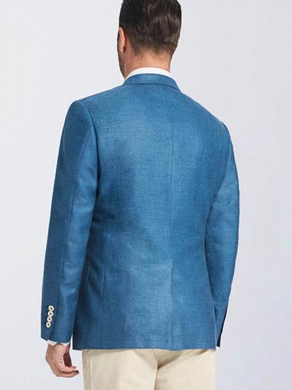 Casual Bright Blue Blended Patch Pocket Mens Blazer Jacket_2