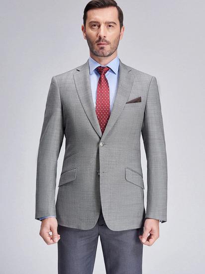 Classic Grey Slim Fit Business Suit Blazers for Men_1