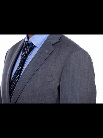 Notch Lapel Two Piece Dark Grey Mens Suits with Three Flap Pockets_6