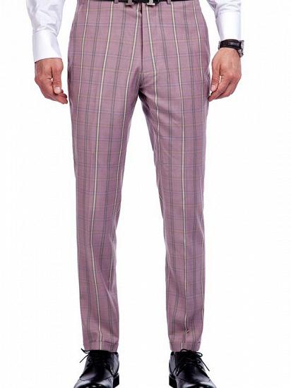 New Coming Plaid Pink Mens Suits with Flap Pocket_8