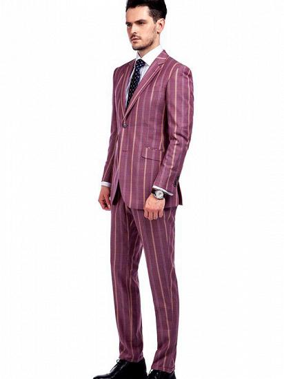 Modern Check Patten Red Purple Mens Suits_2
