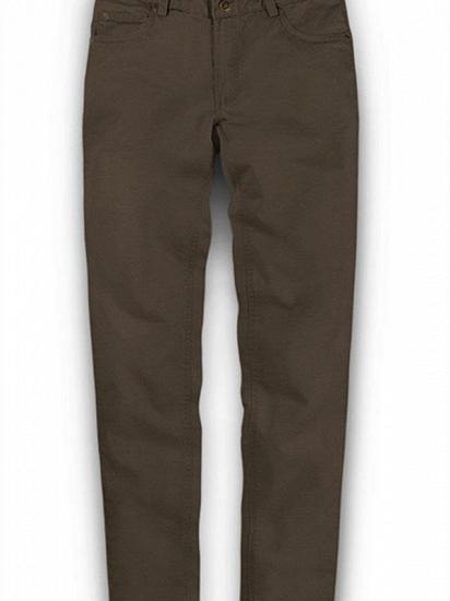 Fashion Brown Slim Zipper Fly Mid Waist Male Casual Pants_1