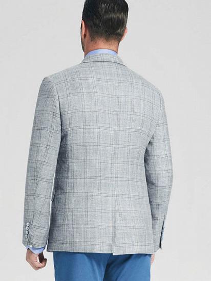 Casual Peak Lapel Suit Jacket Light Grey New Blazer for Men_2
