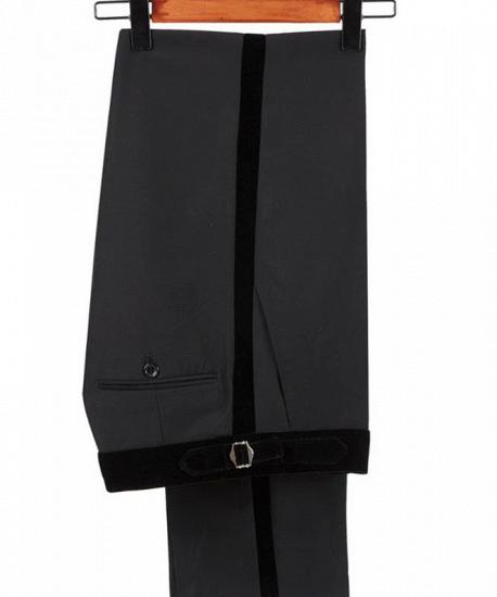 Stylish Velvet Lapel Double Breasted Prom Suit | Belt Leopard Black Jacquard Men's Suit for Wedding_4