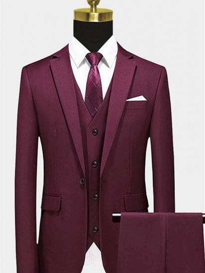Armando Burgundy Suits with 3 Pieces | Peak Lapel Mens Wearhouse Tuxedo_1